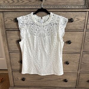 White House Black Market Ivory Lace Blouse